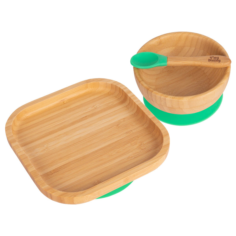 Square Open Bamboo Suction Dinner Set - By Tiny Dining