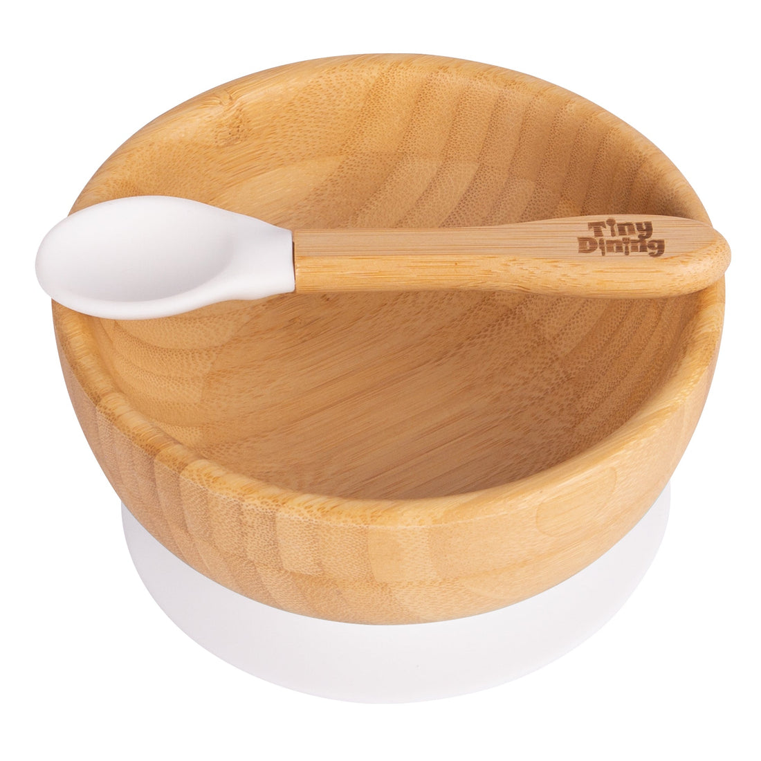 Bamboo Baby Suction Bowl &amp; Spoon Set - White