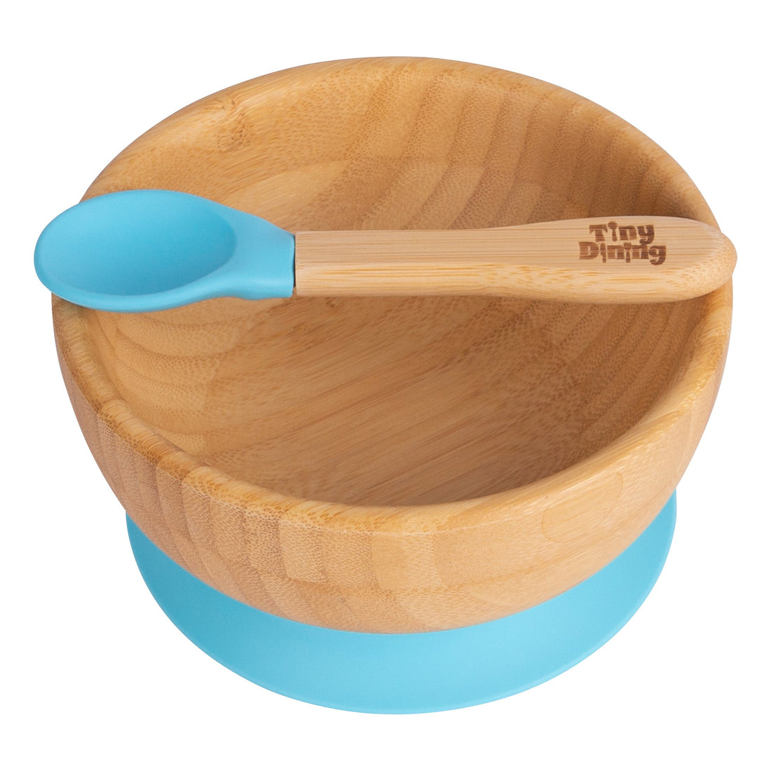 Bamboo Baby Suction Bowl &amp; Spoon Set - Blue