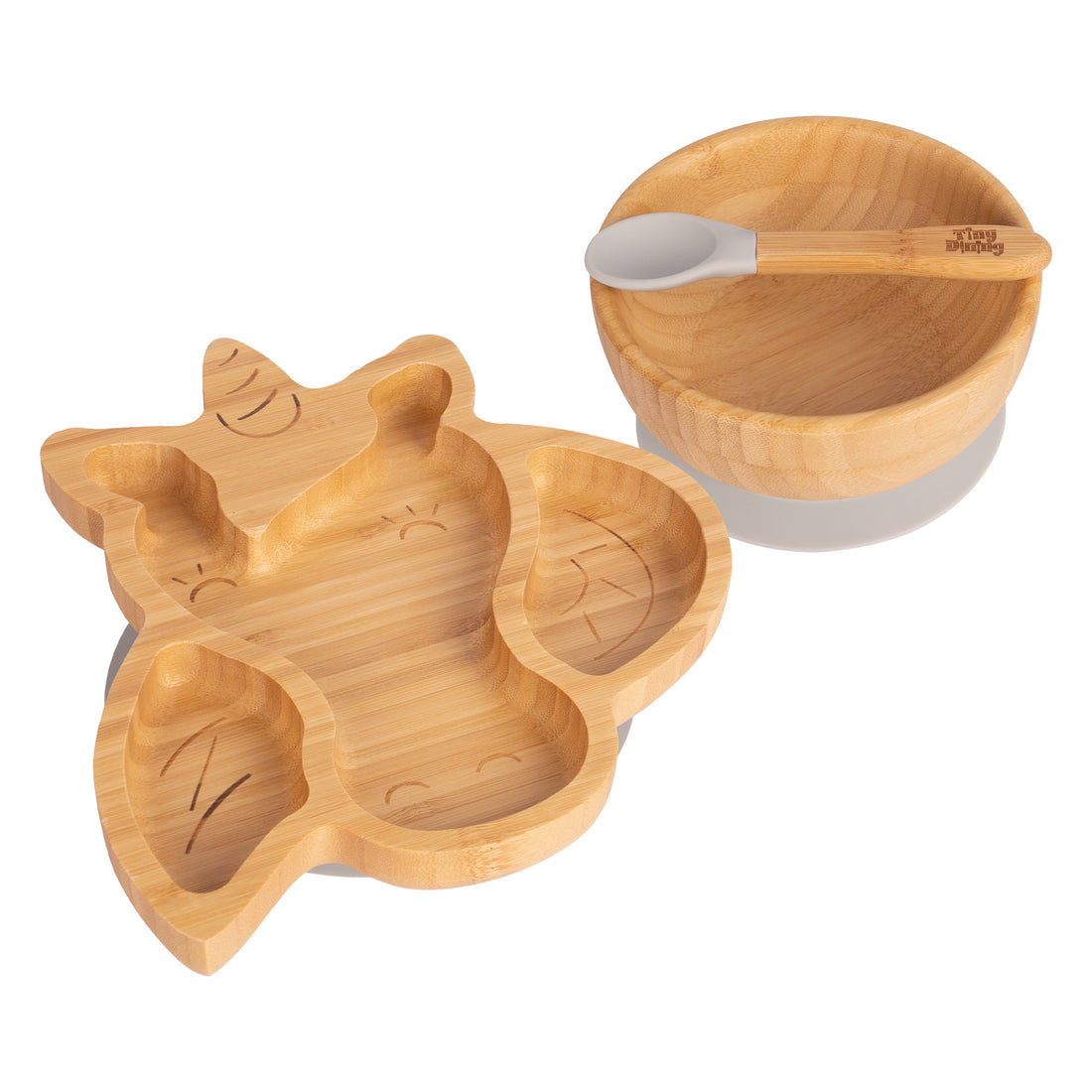 Bella the Unicorn Bamboo Suction Dinner Set - Grey