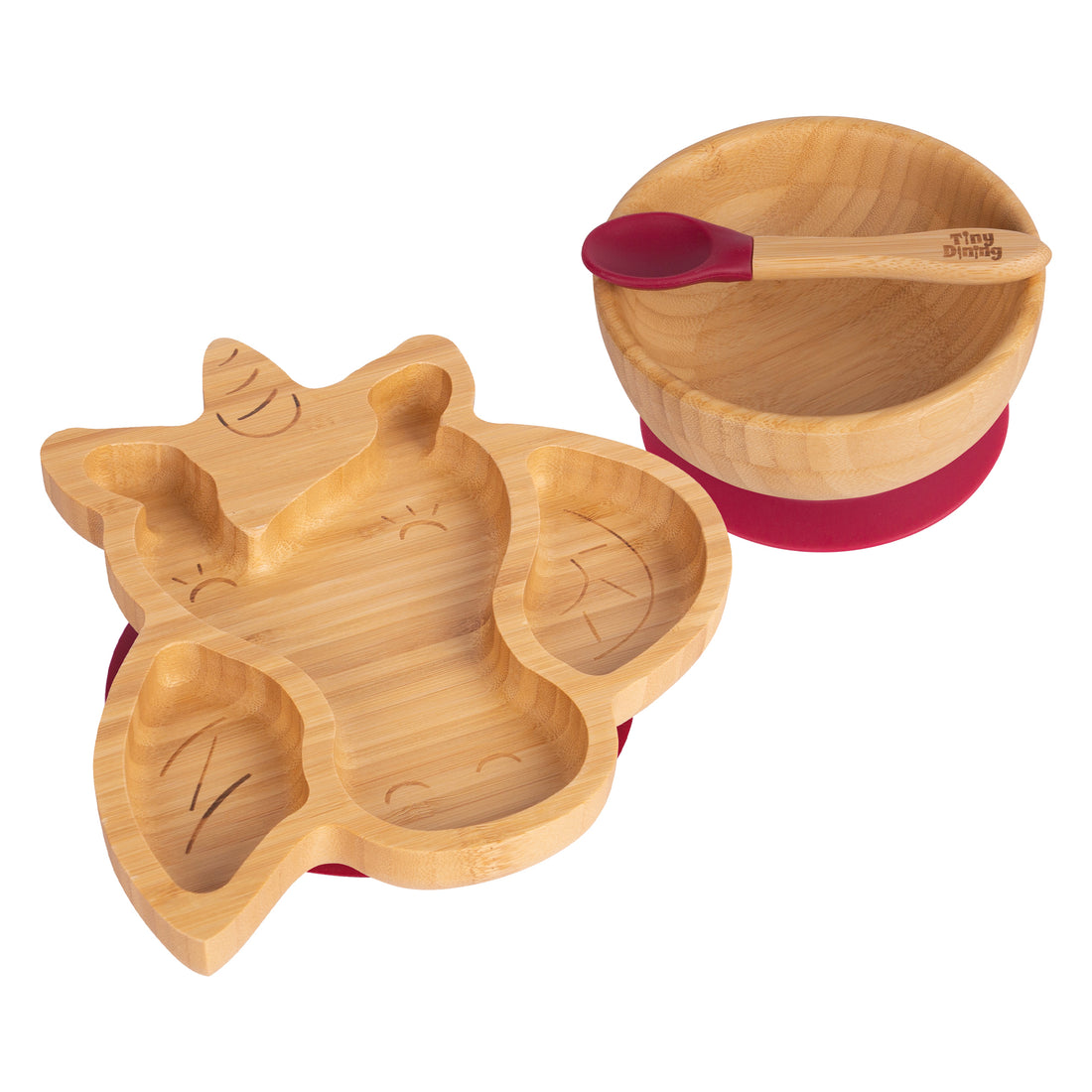 Bella the Unicorn Bamboo Suction Dinner Set - Red