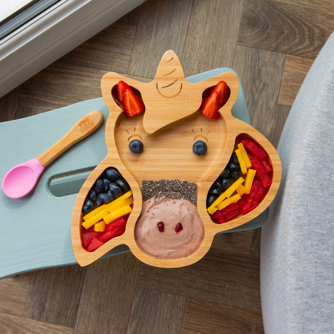 Bella the Unicorn Bamboo Suction Dinner Set - Green