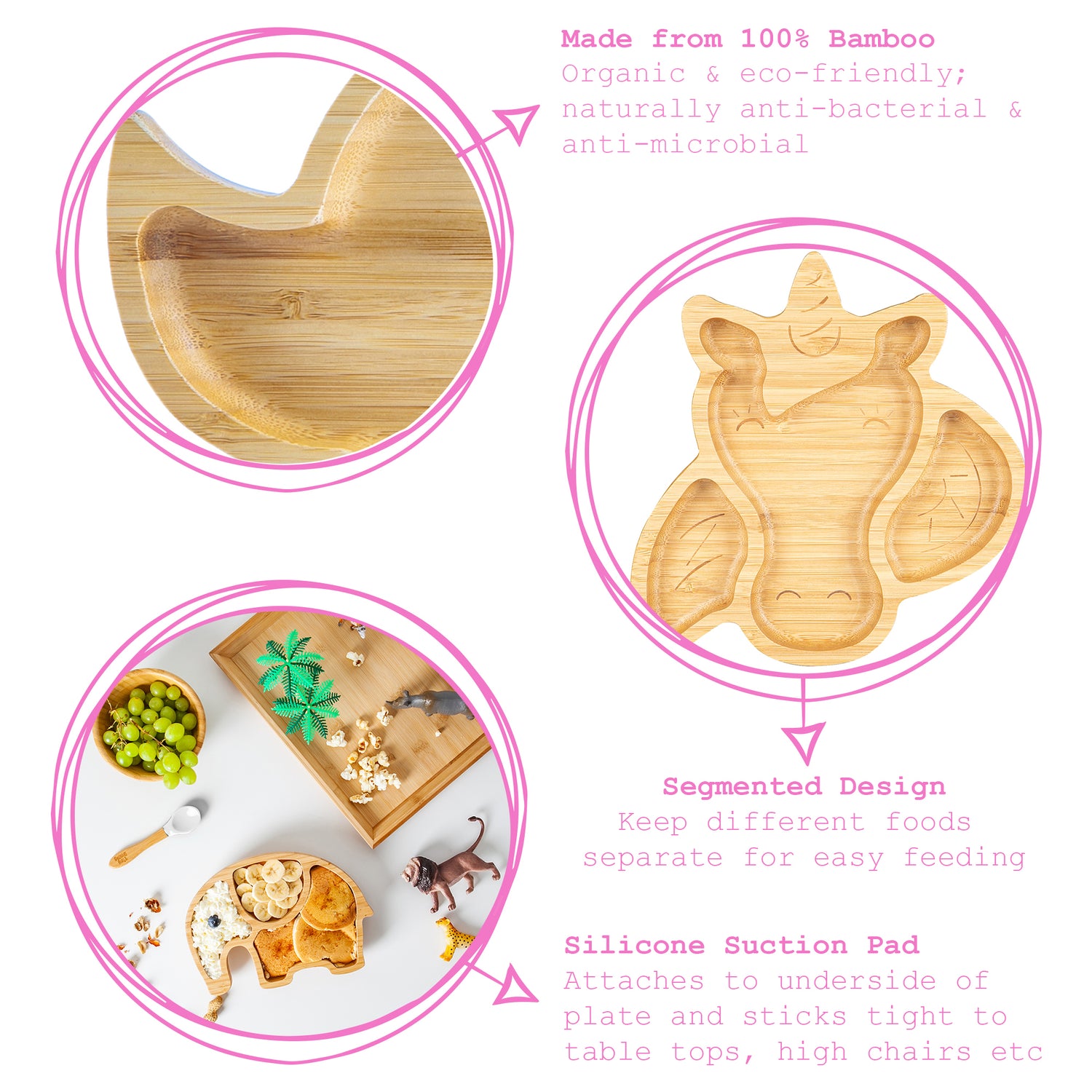 Bella The Unicorn Bamboo Suction Plate