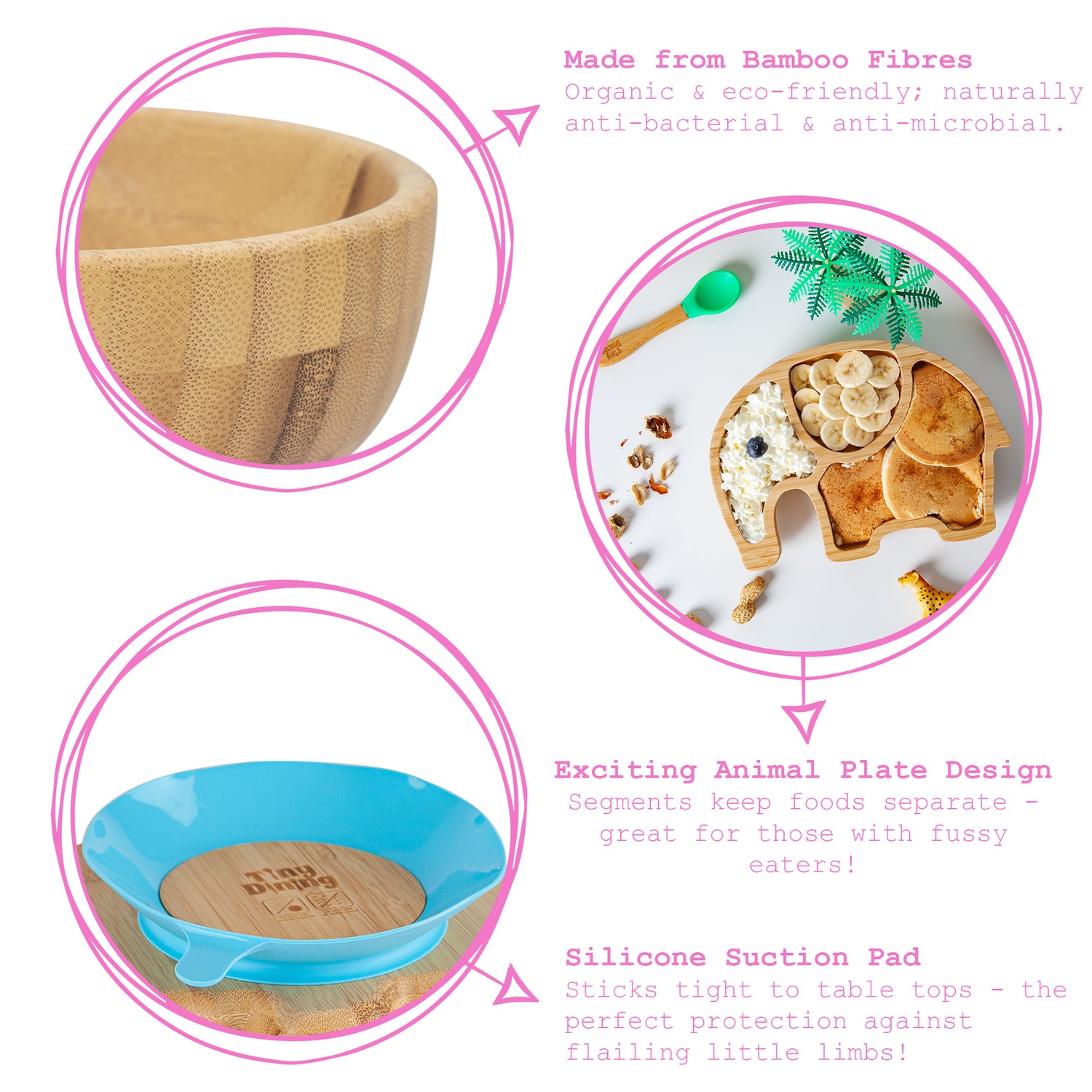 Bella The Unicorn Bamboo Suction Dinner Set