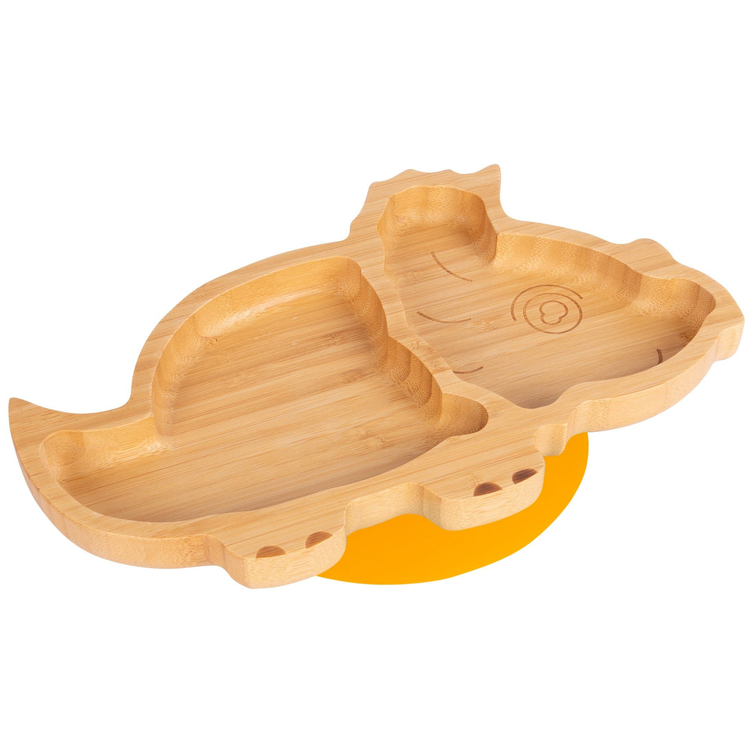 Dani the Dinosaur Bamboo Baby Feeding Plate with Yellow Suction Cup