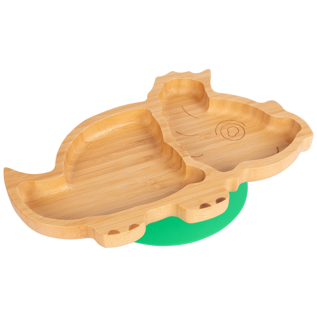Dani the Dinosaur Bamboo Baby Feeding Plate with Green Suction Cup