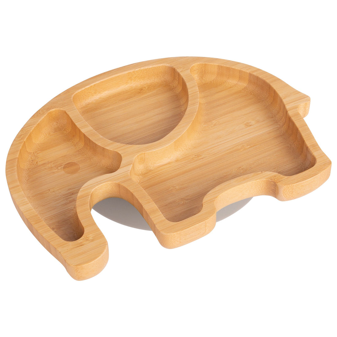 Eden the Elephant Bamboo Baby Feeding Plate with Grey Suction Cup