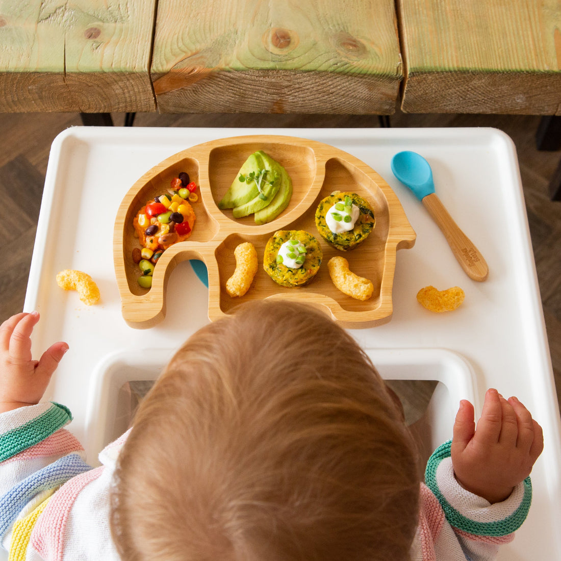 Eden the Elephant Bamboo Suction Dinner Set - White
