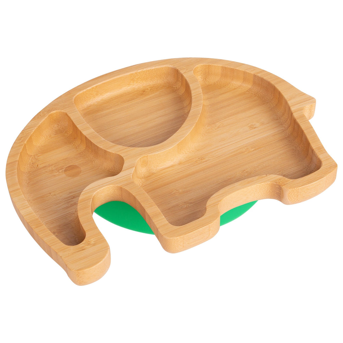 Eden the Elephant Bamboo Baby Feeding Plate with Green Suction Cup