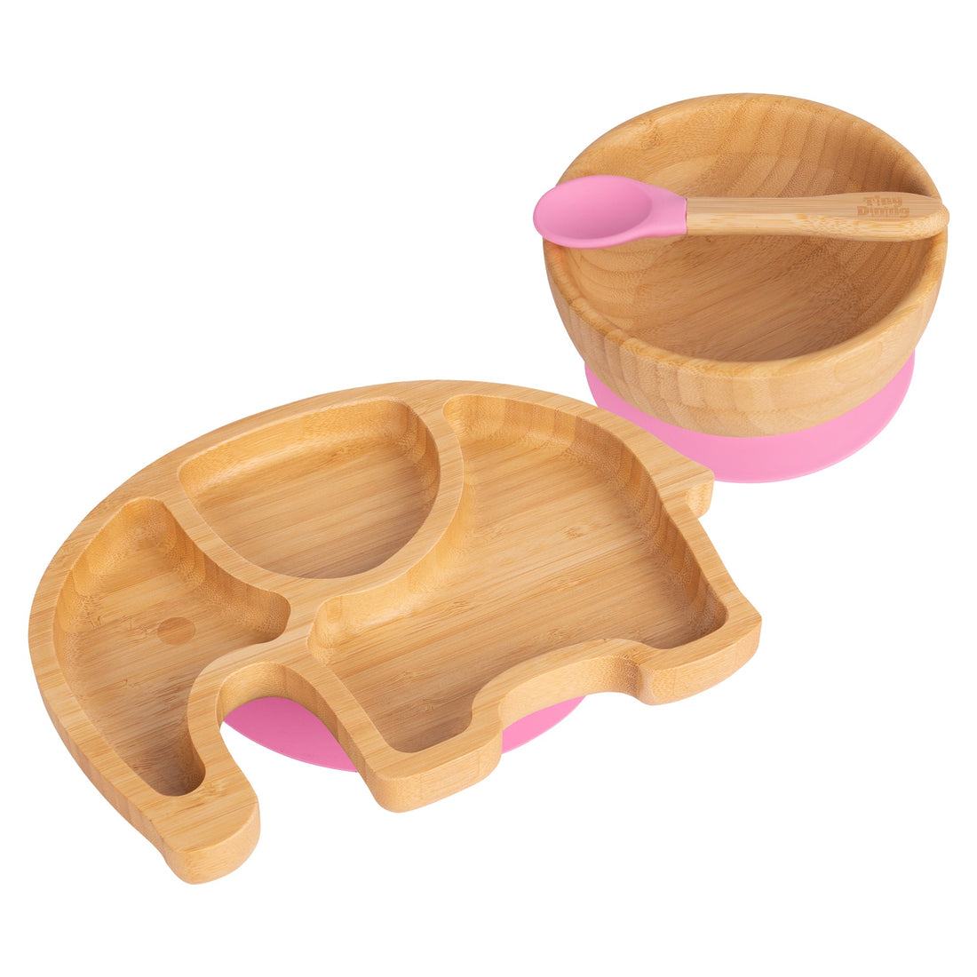 Eden the Elephant Bamboo Suction Dinner Set - Pink