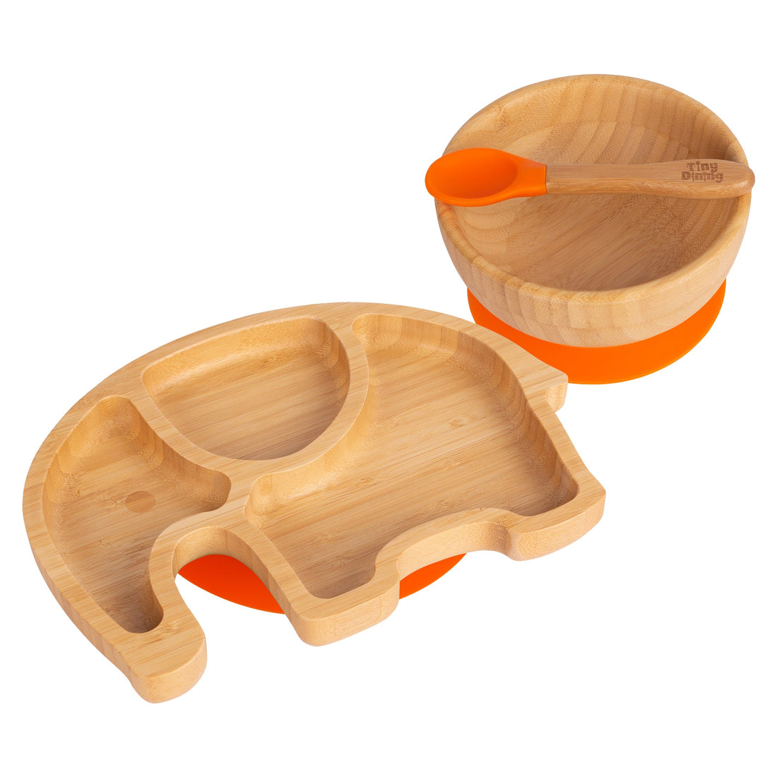 Eden the Elephant Bamboo Suction Dinner Set - Orange