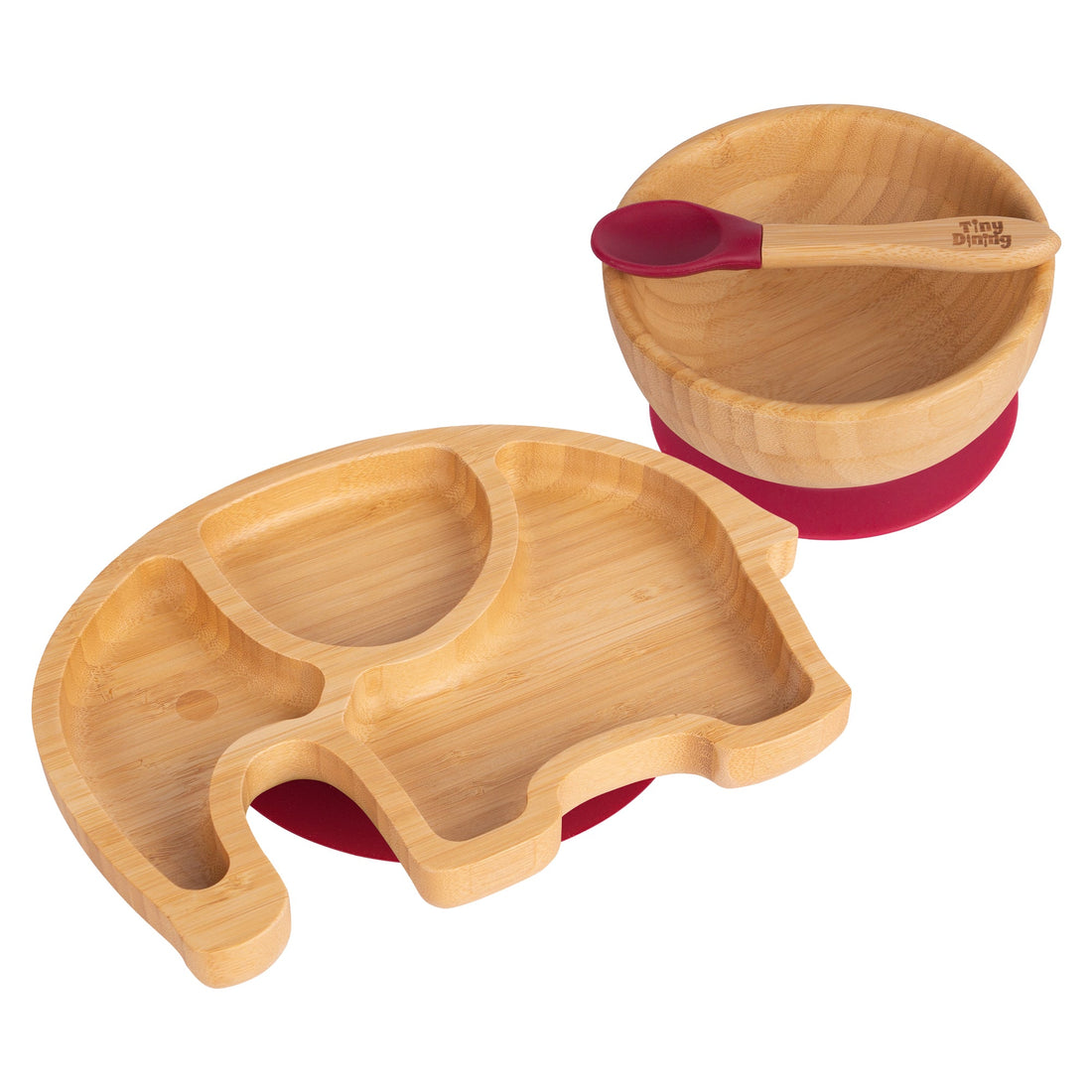 Eden the Elephant Bamboo Suction Dinner Set - Red