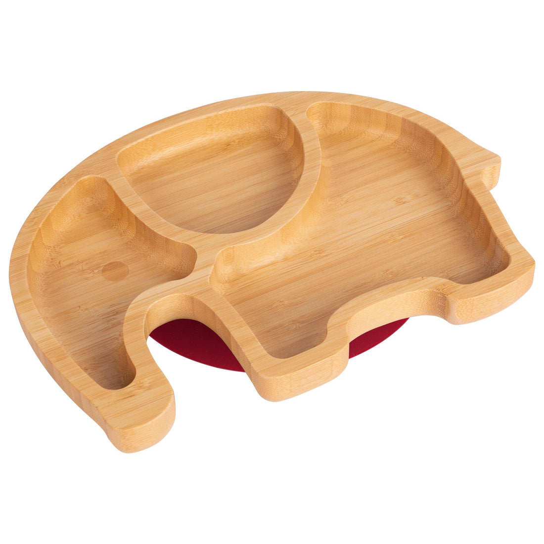 Eden the Elephant Bamboo Baby Feeding Plate with Red Suction Cup