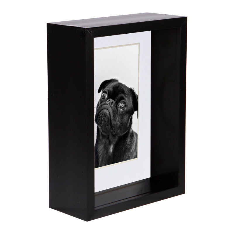 5" x 7" Black 3D Deep Box Photo Frame with 4" x 6" Mount - by Nicola Spring