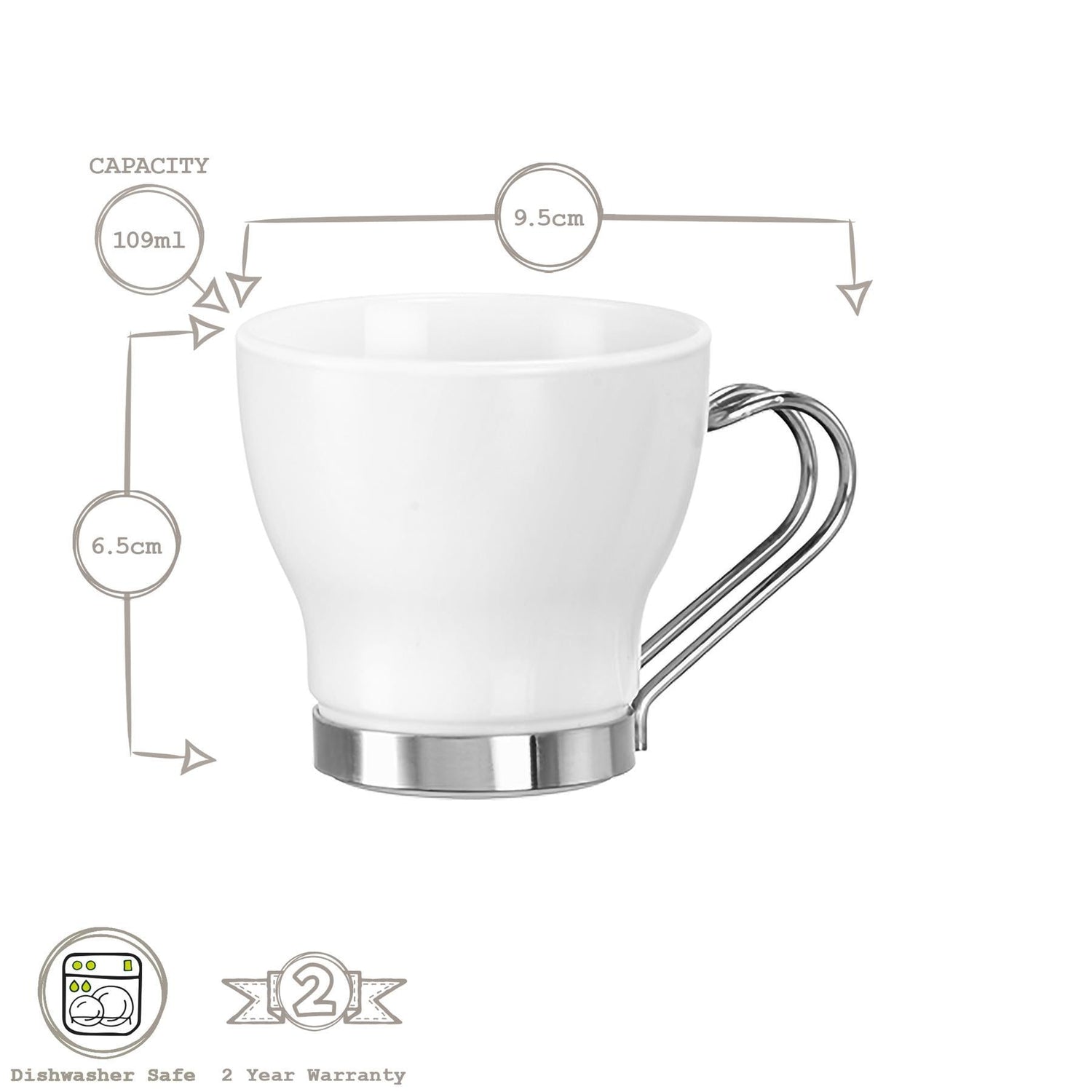 109ml Aromateca Oslo White Espresso Glass Cups - Pack of Four