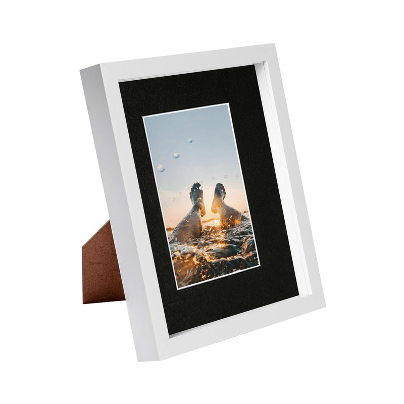 8" x 10" White 3D Box Photo Frame with 4" x 6" Mount & White Spacer - by Nicola Spring