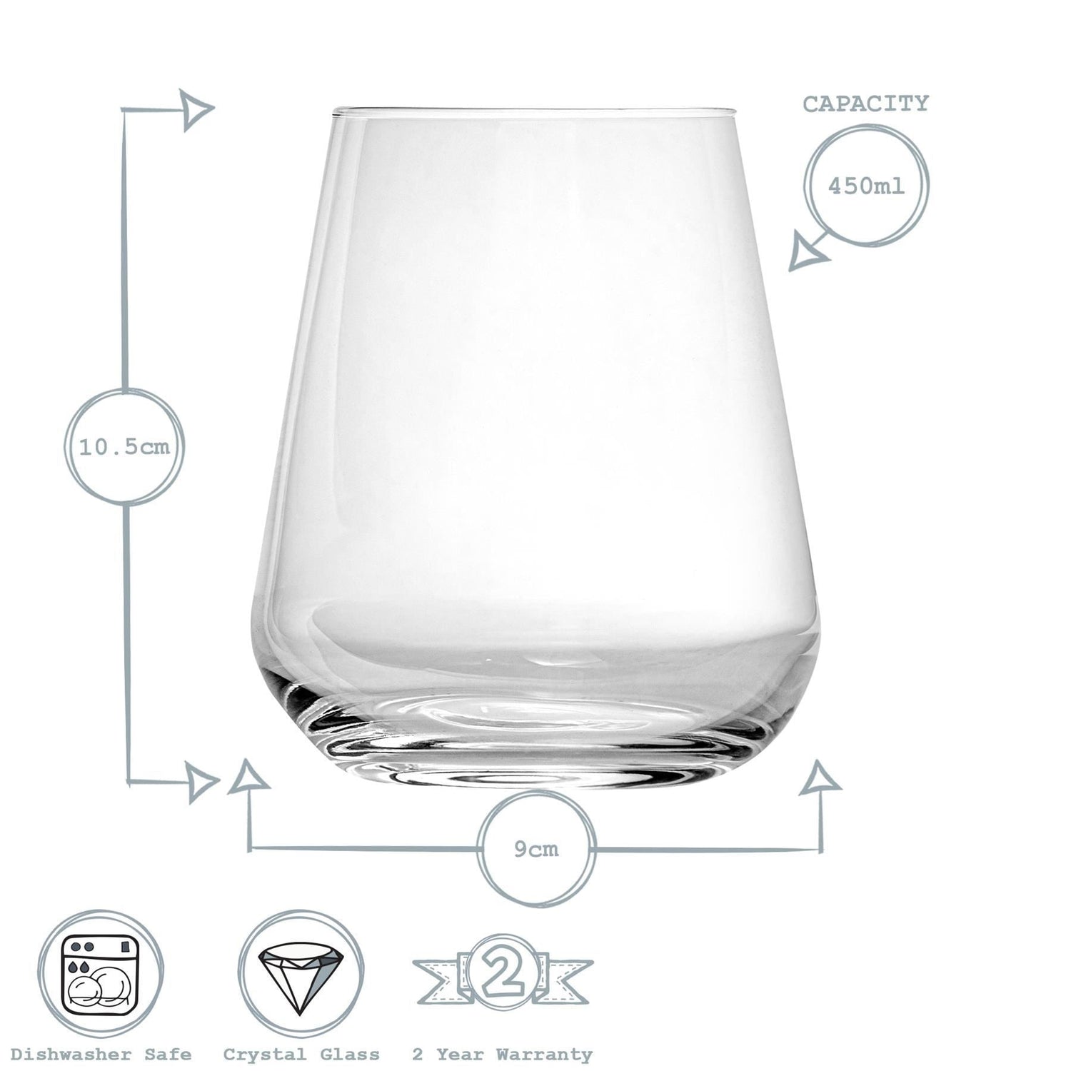 450ml Inalto Uno Tumbler Glasses - Pack of Six