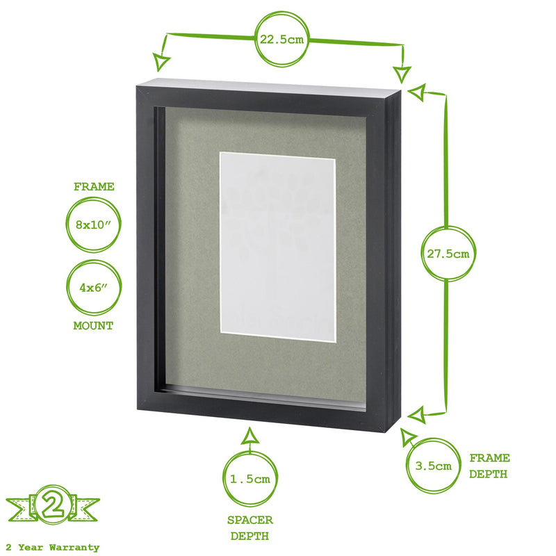 8" x 10" White 3D Box Photo Frame with 4" x 6" Mount & White Spacer - by Nicola Spring