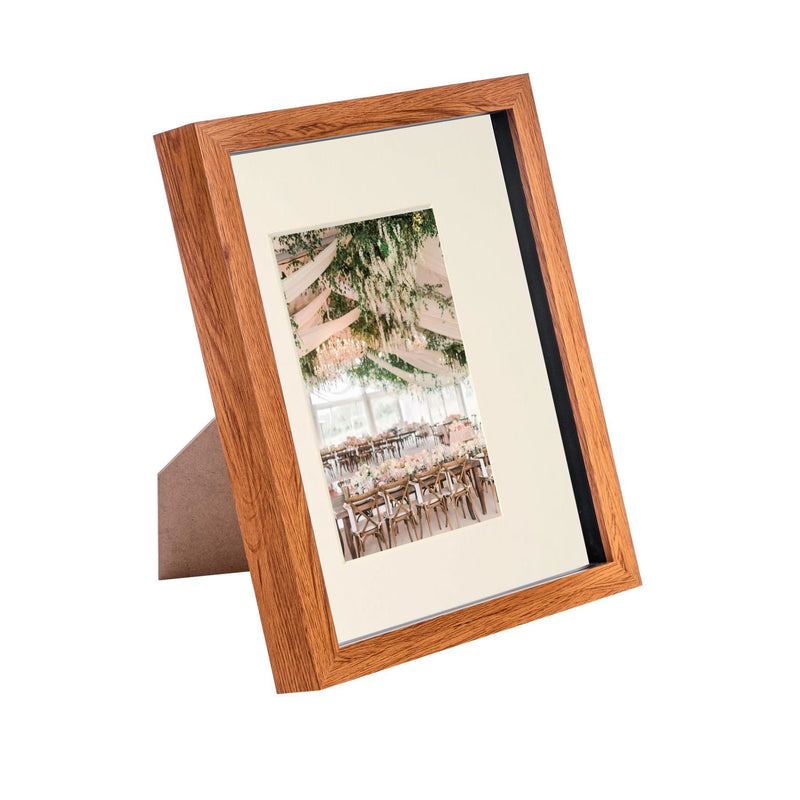 Dark Wood 8" x 10" 3D Box Photo Frame with 4" x 6" Mount - By Nicola Spring
