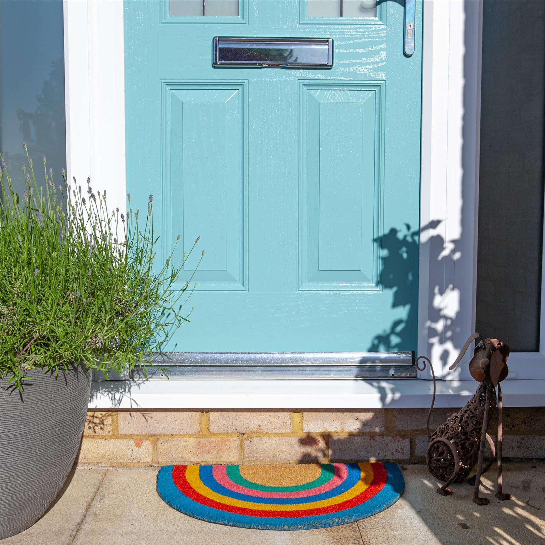 60cm x 40cm Pastel Rainbow Coir Half Moon Door Mat