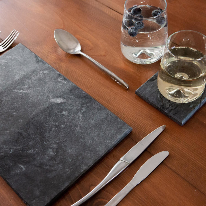 12pc Marble Placemats & Square Coasters Set - By Argon Tableware
