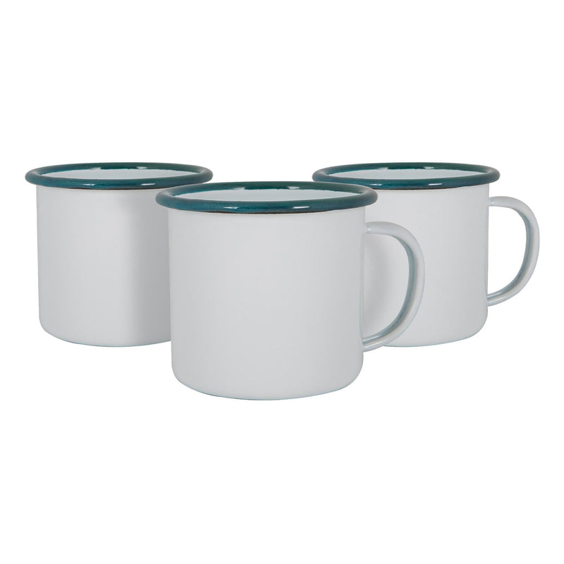 White Enamel Mugs - 375ml - Pack of 6 - By Argon Tableware