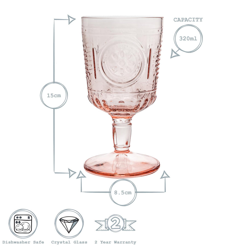320ml Romantic Wine Glasses - Pack of Four - By Bormioli Rocco