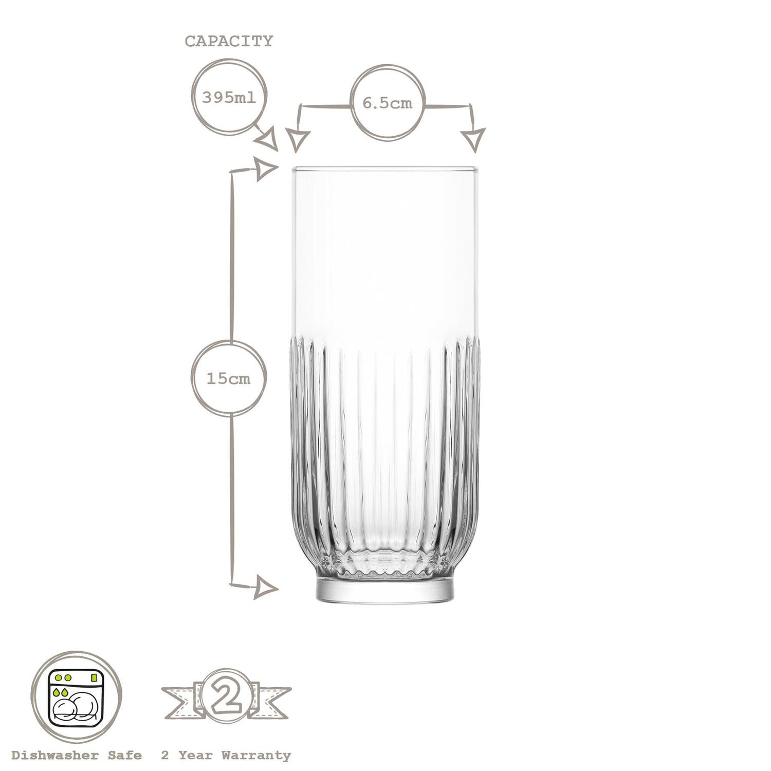 395ml Tokyo Highball Glasses - Pack of Six