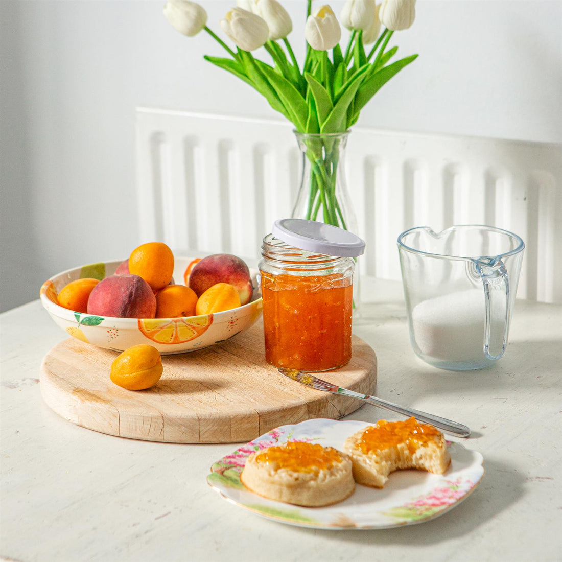 380ml Octagonal Glass Jam Jars with White Screw-Top Lids - Pack of 6