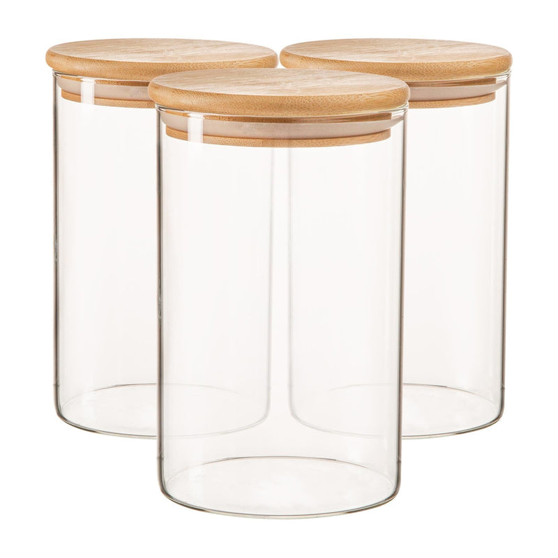 1L Wooden Lid Storage Jars - Pack of 3 - By Argon Tableware