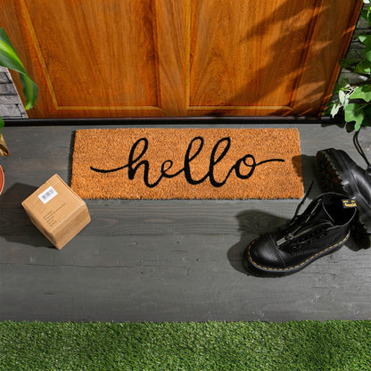 60cm x 20cm Hello Coir Step Mats - Pack of Two