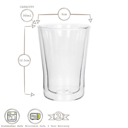 360ml Double Walled Glasses Set - Pack of Two