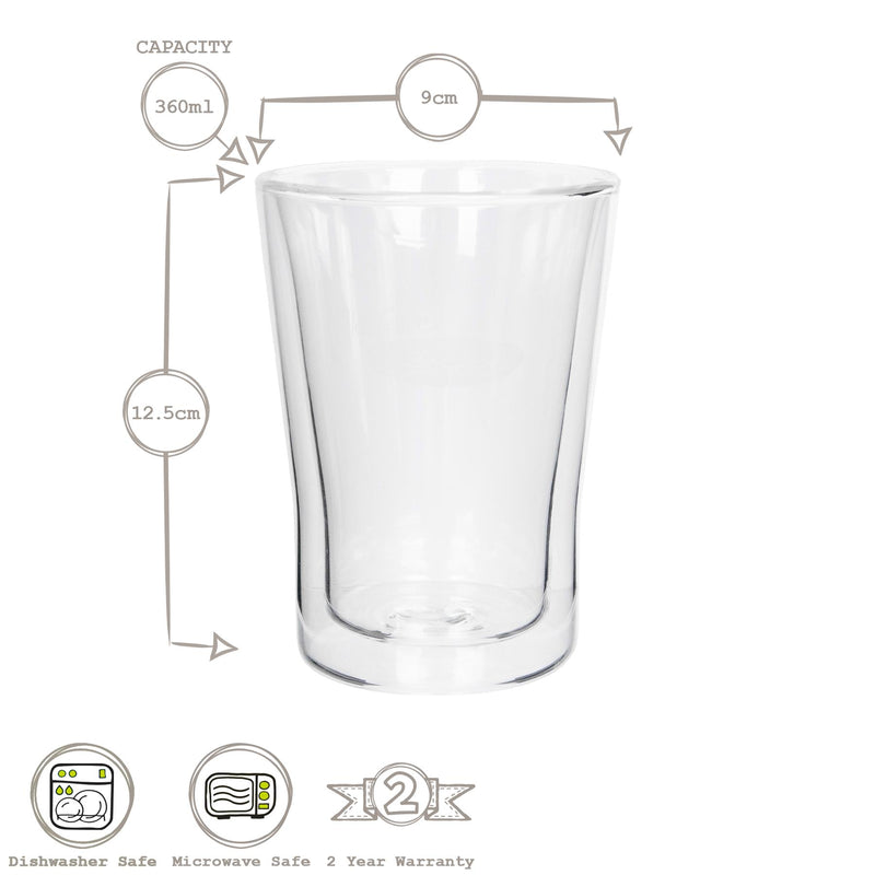 360ml Double Walled Glasses Set - Pack of Two - By Rink Drink