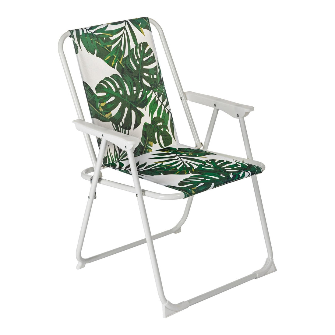 Banana Leaf Print Folding Metal Beach Chair