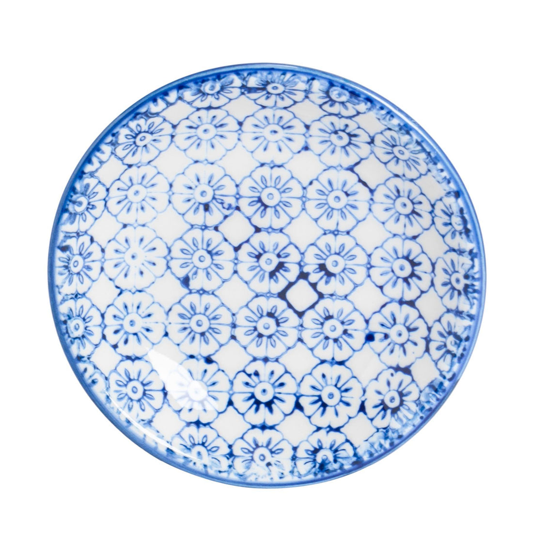 Navy 10cm Hand-Printed Stoneware Sauce Dish
