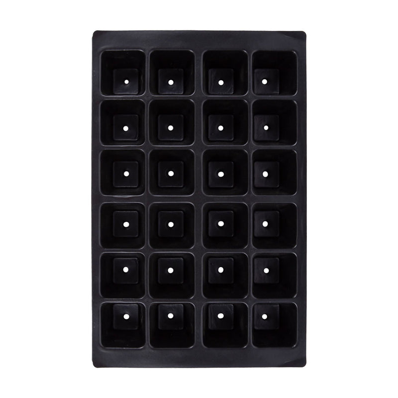 24pc Black Plastic Seed Starting Trays Set - Pack of Three - By Green Blade