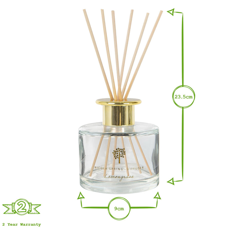 200ml Lemongrass Scented Reed Diffuser - By Nicola Spring