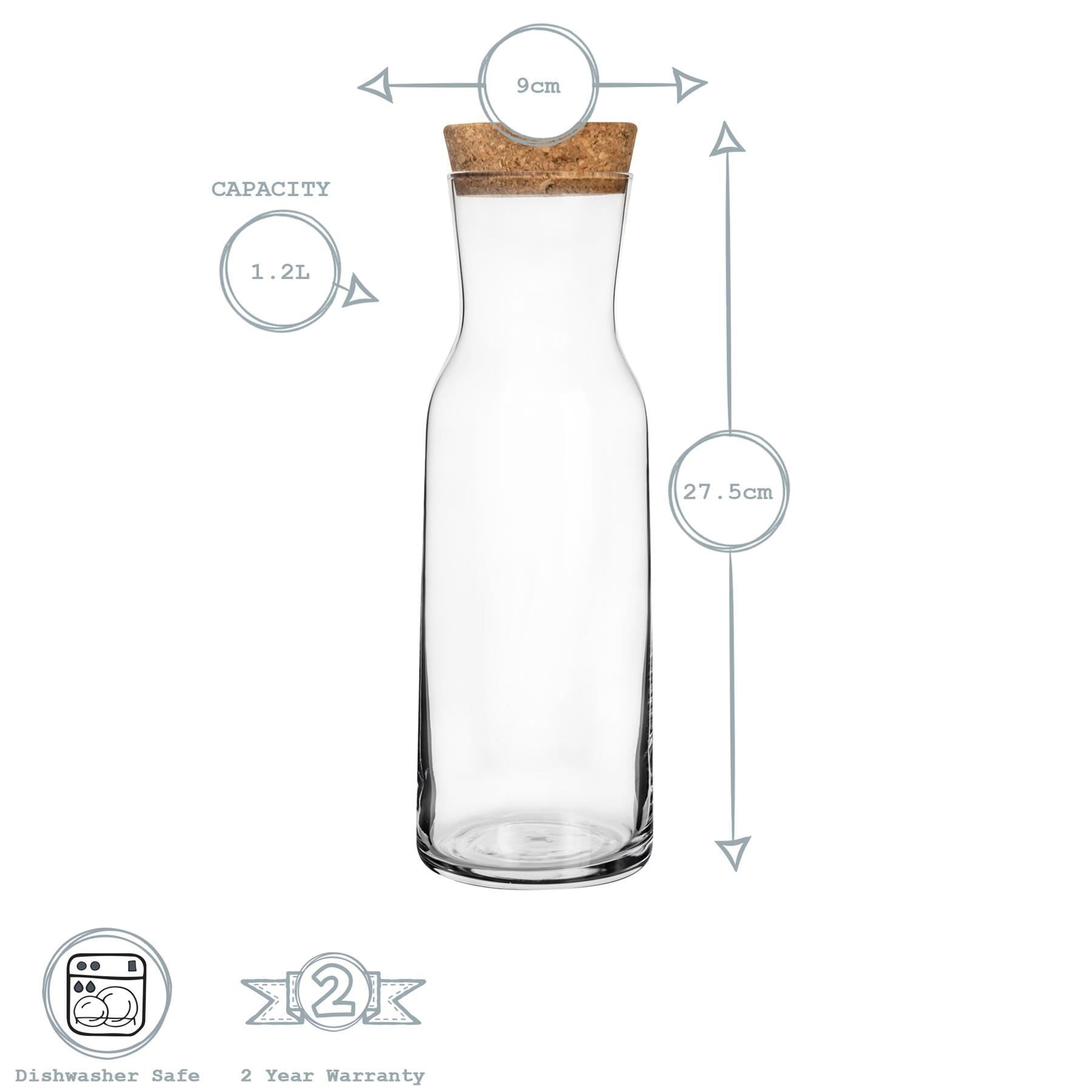 1.2L Aquaria Glass Carafe with Cork Lid