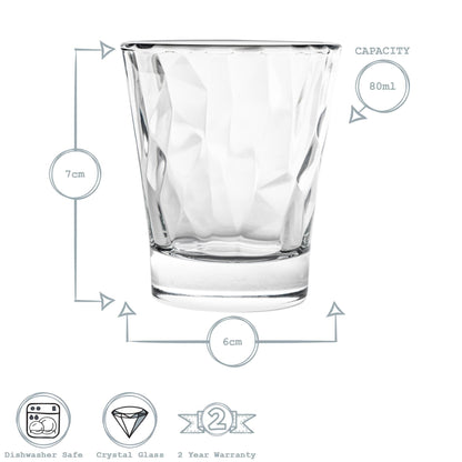 80ml Diamond Shot Glasses - Pack of Six