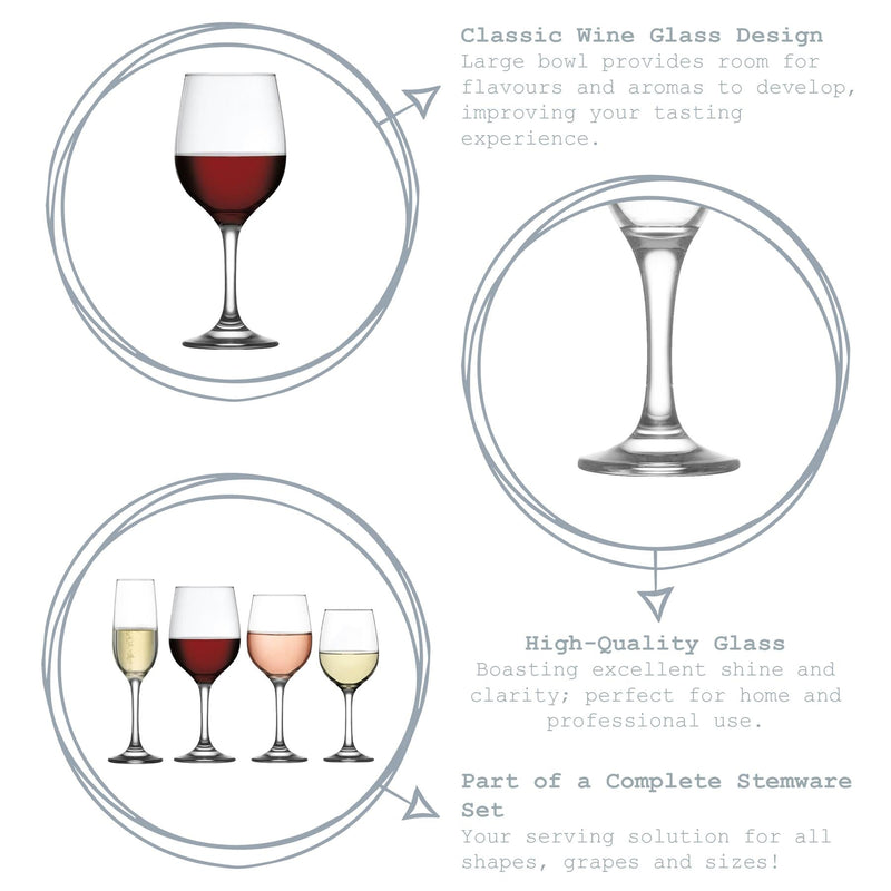 480ml Fame Red Wine Glasses - Pack of Six - By LAV