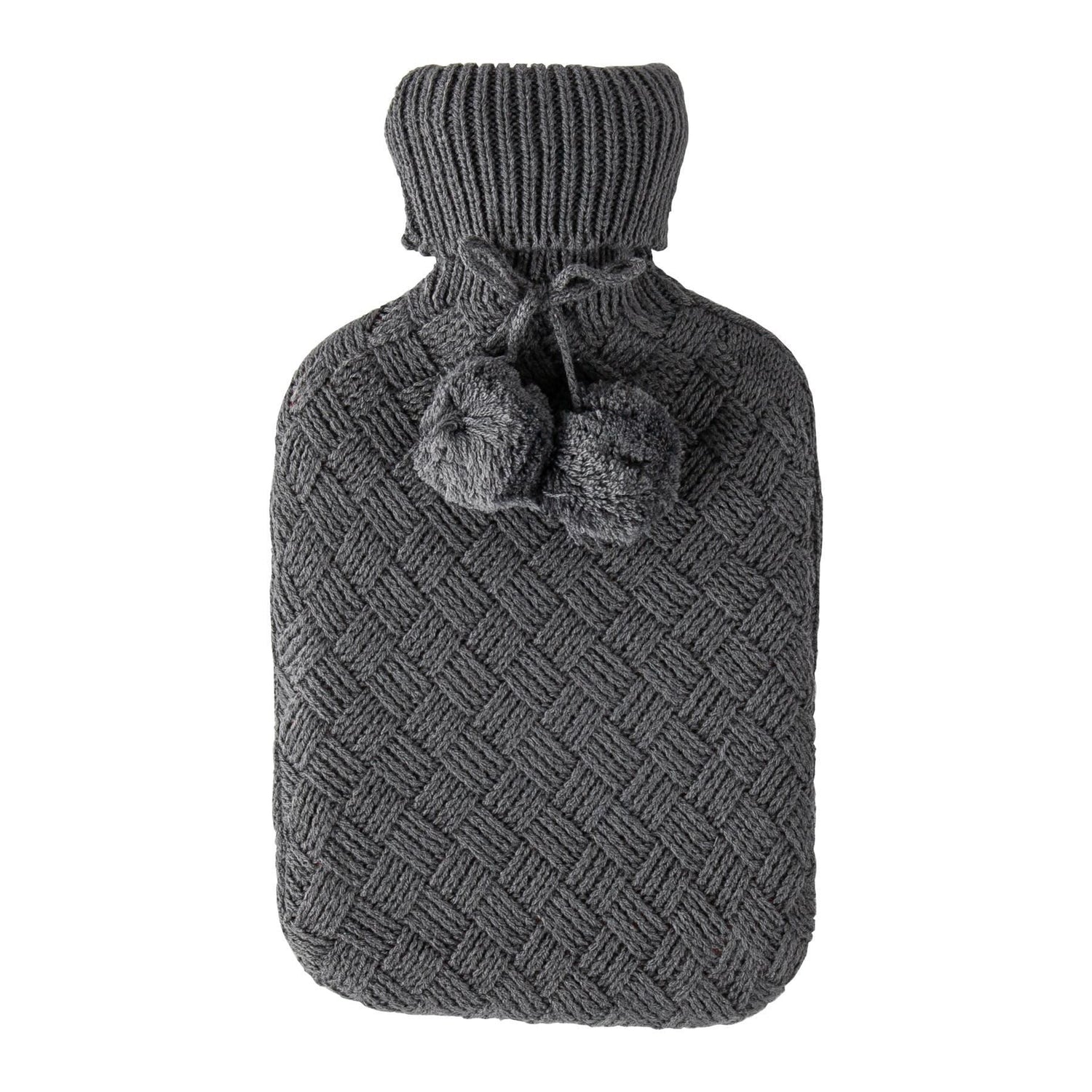 Pom Pom Knitted Hot Water Bottle Cover