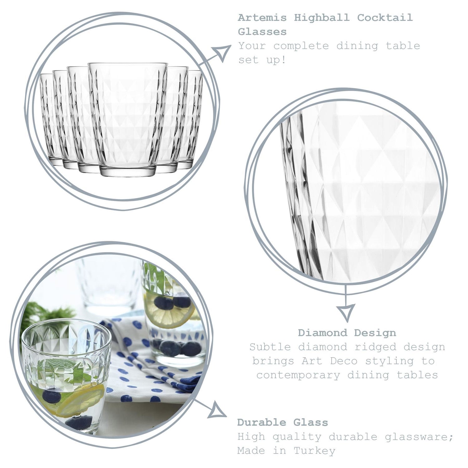 415ml Artemis Highball Glasses - Pack of Six