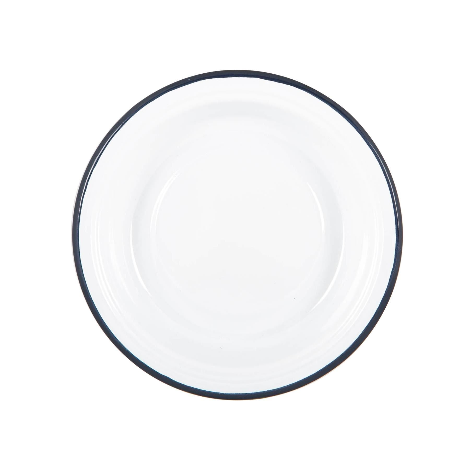 19cm White Enamel Deep Bowls - Pack of Six