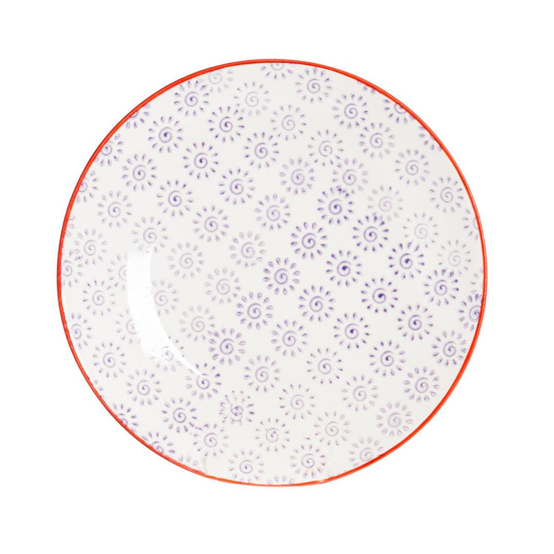 18cm Hand Printed China Side Plates - Pack of Six - By Nicola Spring