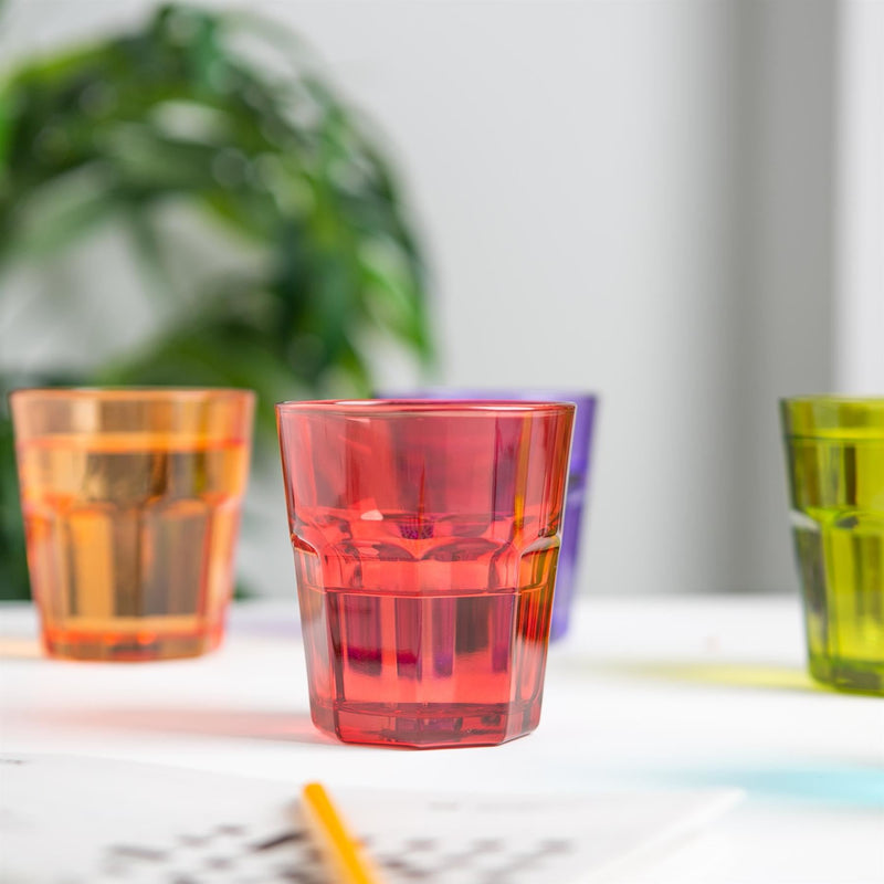 305ml Coloured Water Glasses - Pack of Six - By Rink Drink