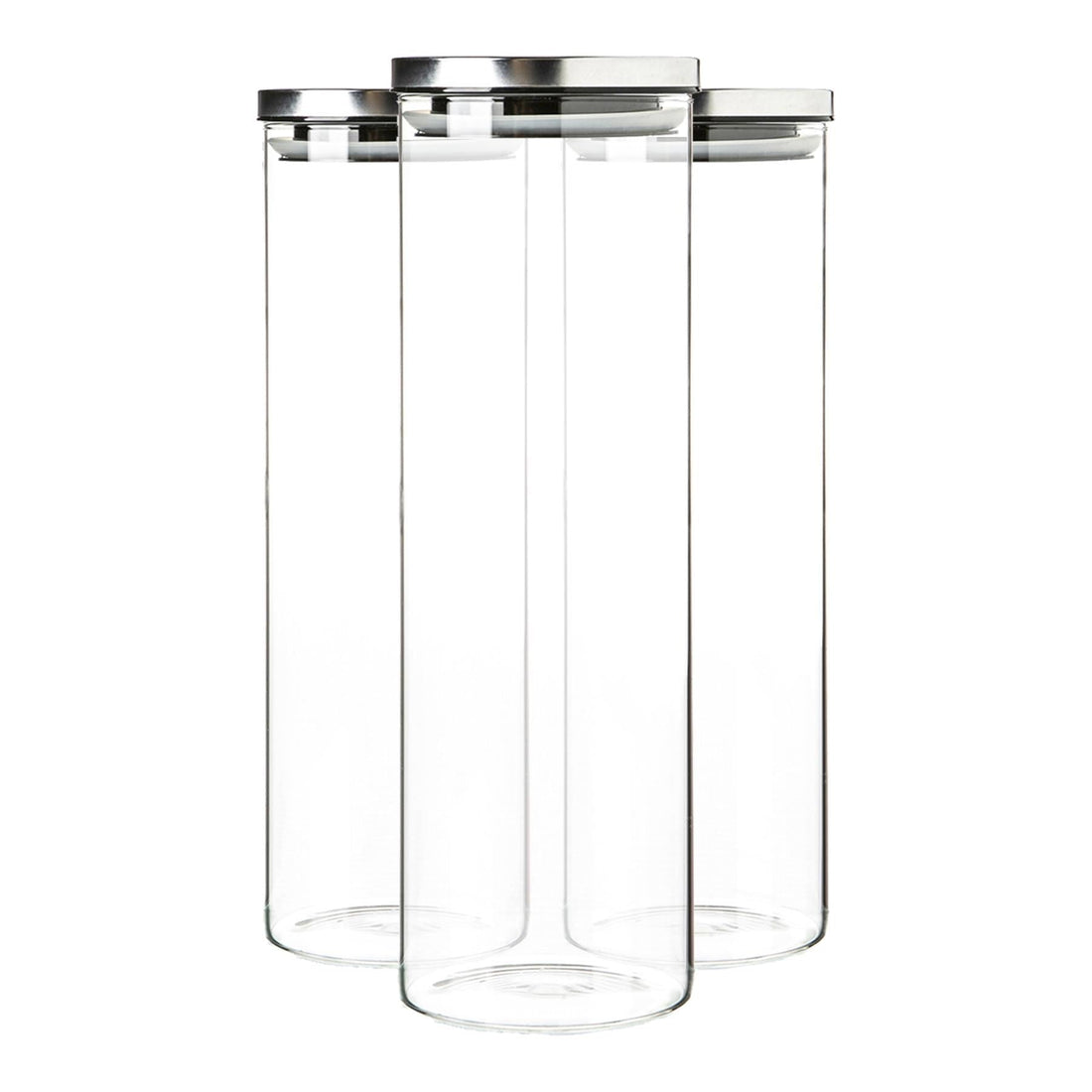 2L Glass Storage Jars with Silver Metal Lids - Pack of 3