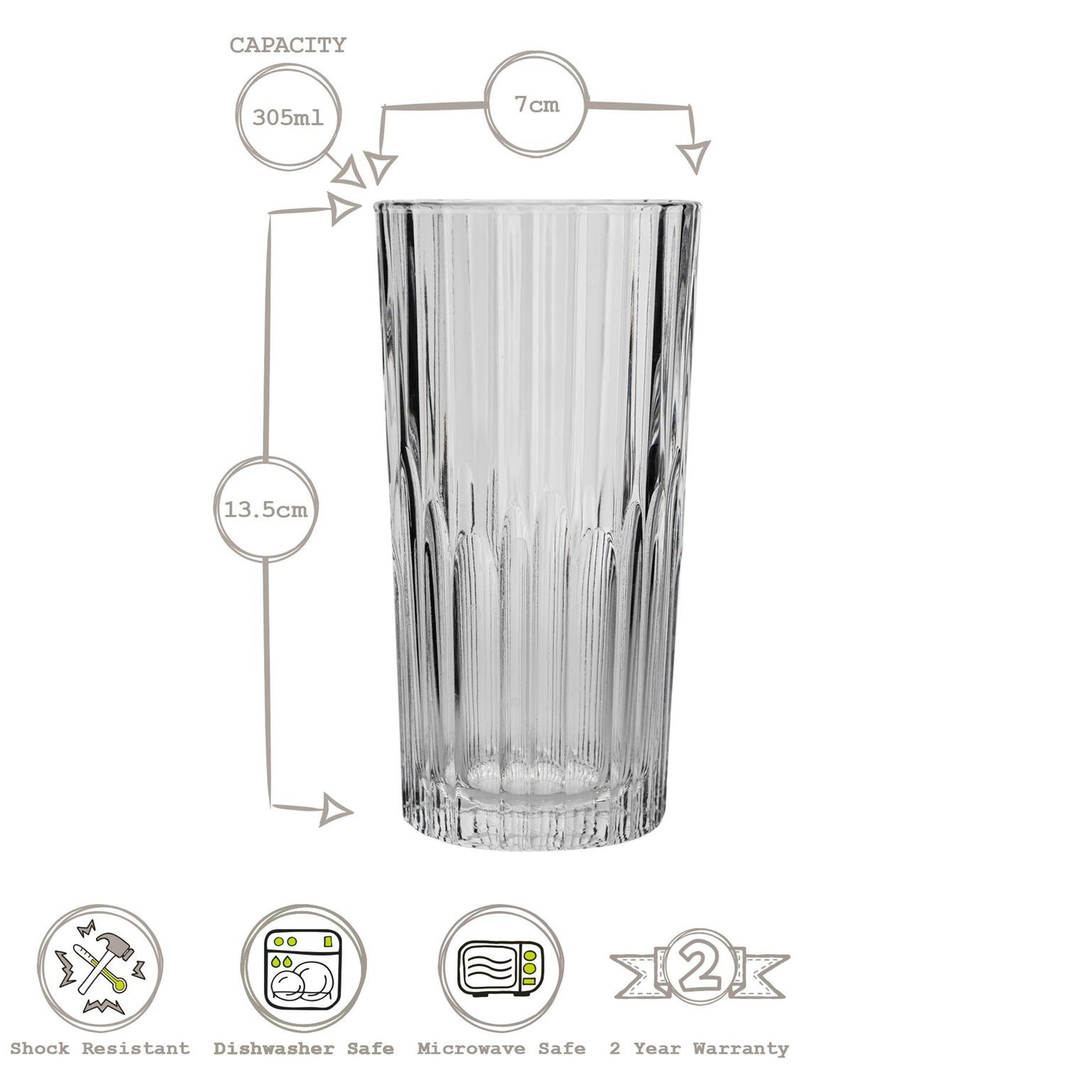 305ml Manhattan Highball Glasses - Pack of Six