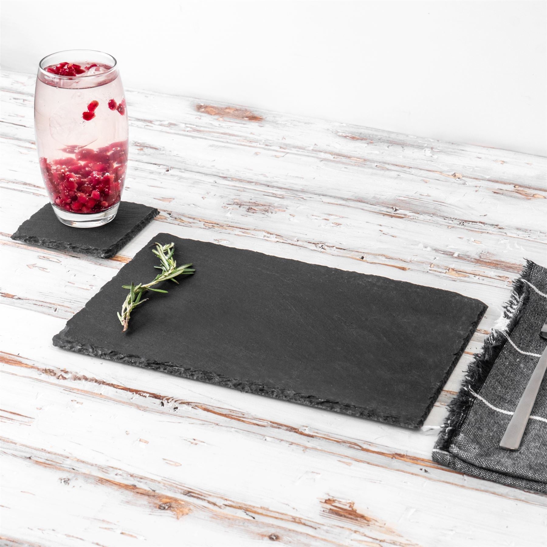 12pc Rectanglar Slate Placemat &amp; Coaster Set