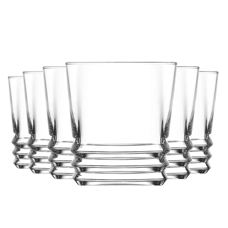 LAV 6 Piece Elegan Ridged Whisky Tumbler Glasses Set - 315ml