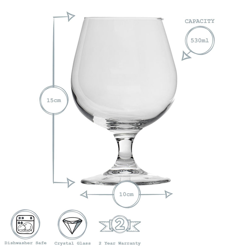530ml Craft Ale/Beer Snifter Glasses - Pack of Six - By Bormioli Rocco